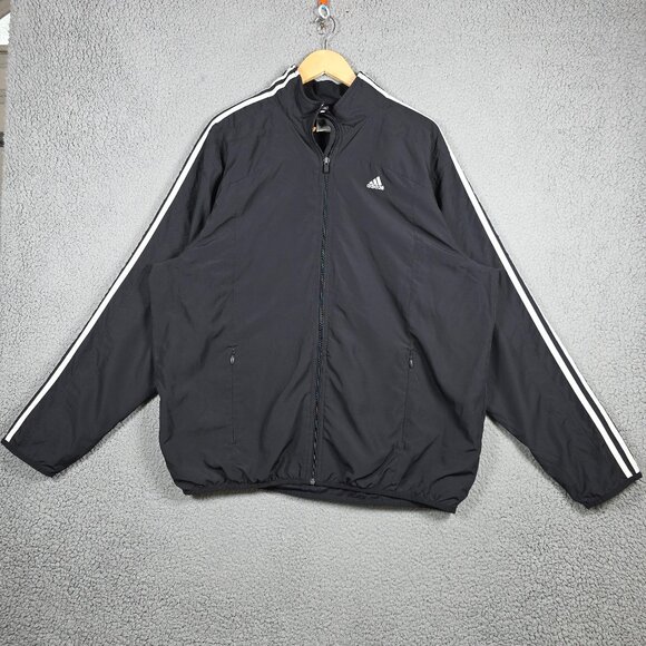 Vintage Adidas Track Jacket Large Black 3 Stripe 06 Y2K Clima 365 Mesh Lined Zip - Picture 1 of 15